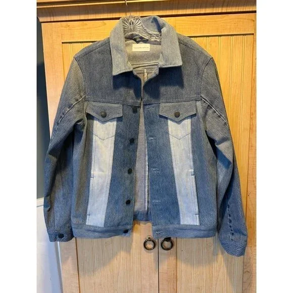 Latest TRIARCHY / ATELIER Denim 2 tones blue 100% cotton denim jacket size Small - Picture 2 of 7